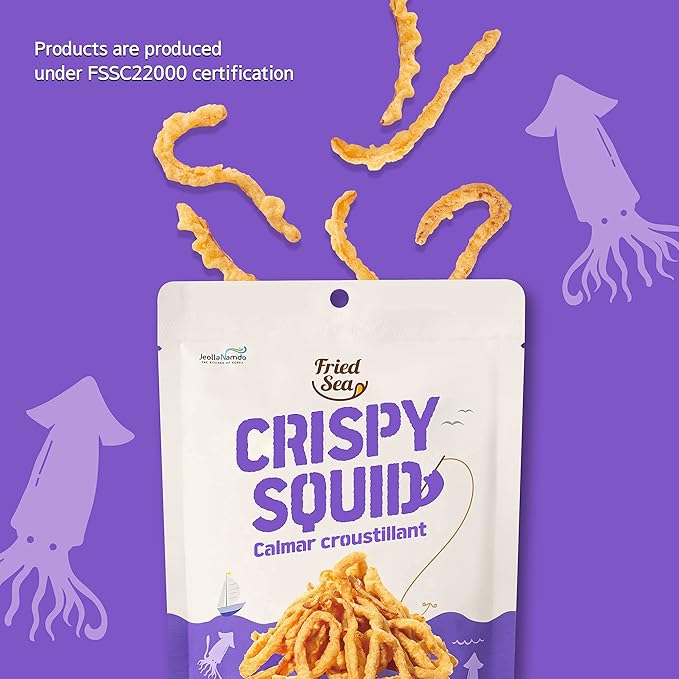 Calamari Chips Made with Real Squid [ 3 PACK ] Crunch + Crispy Healthy Snacks, Low Calorie Finger