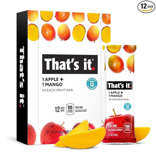 That's it. Apple + Mango 100% Natural Real Fruit Bar, Best High Fiber Vegan, Gluten Free Healthy