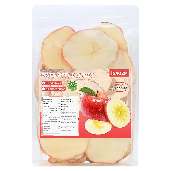iGAOZM Dried Apple Slices,7.05oz/200g,No Sugar Added No Additives,Chewy & Soft,Dehydrated Apples