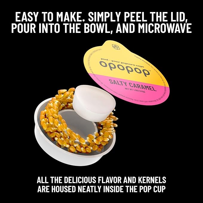 Opopop Gourmet Popcorn Gift Set - Variety 12-Pack Microwave Popcorn Kit, Collapsible Silicone