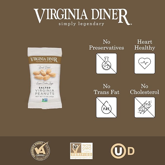 Virginia Diner XL Blister Roasted Gourmet Virginia Peanuts ??All Natural, Heart Healthy