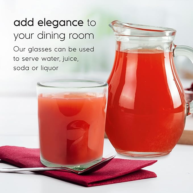 Clear 10 oz Tumblers (set of 6), Hand Blown Mexican Glassware, Recycled Glass Drinking Glasses