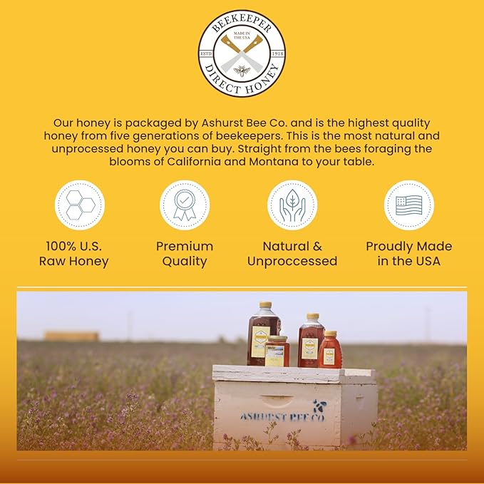 Beekeeper Direct Raw Unfiltered Honey - Real Raw Sweet Clover Honey - All Natural Non-GMO Pure