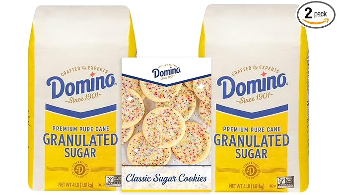Domino® Granulated Sugar, 4 lb Bag of Premium Pure Cane Sugar (Pack of 2) with Bonus Brand Recipe