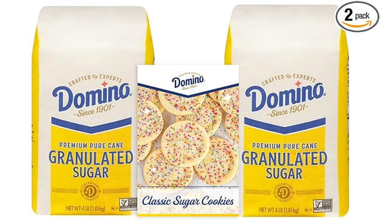 Domino® Granulated Sugar, 4 lb Bag of Premium Pure Cane Sugar (Pack of 2) with Bonus Brand Recipe