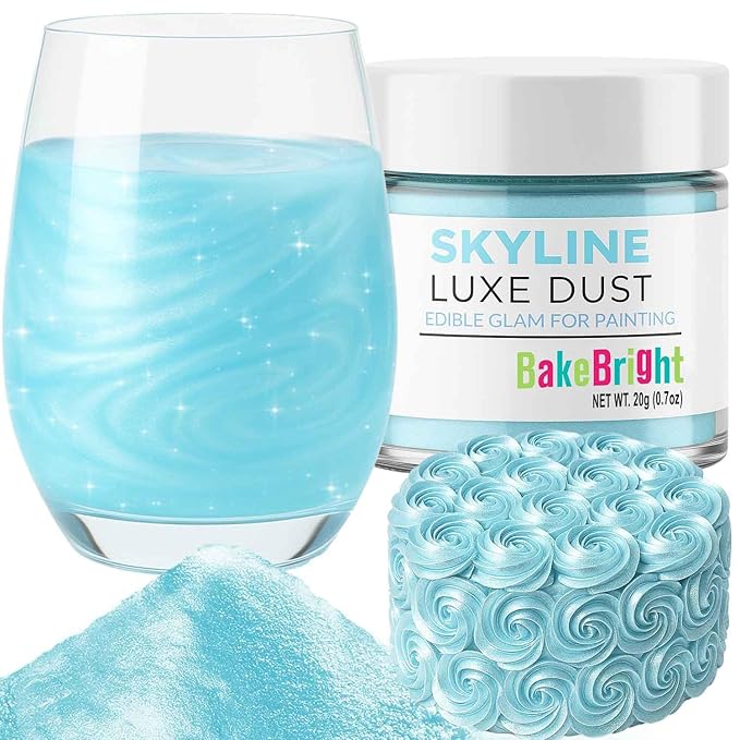 Luster Dust Edible Cake Decorations, Light Blue Edible Dust for Cake Edible Luster Dust for Cupcake