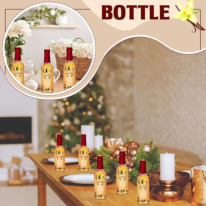 Tioncy 16 Pcs Vanilla Extract Bottles for Homemade Vanilla Jar Glass Bottle with Cap, Shrink Band