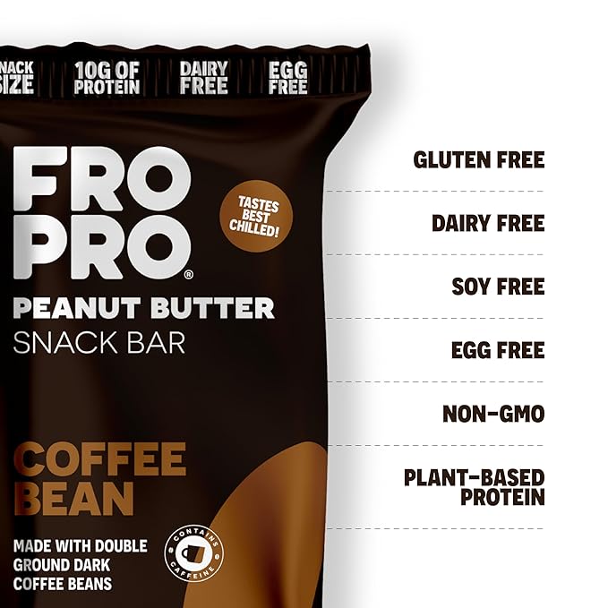 FROPRO Plant Protein Snack Bars - Plant Based Protein Bars, All-Natural, Gluten, Dairy, & Soy Free