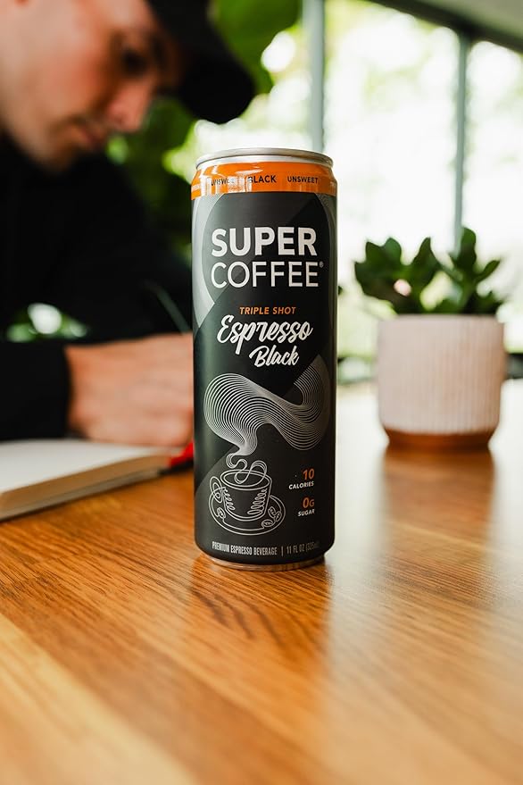 SUPER COFFEE Espresso, Iced Keto Coffee (0g Added Sugar, 90 Calories) [Vanilla] 11 Fl Oz, 12 Pack |