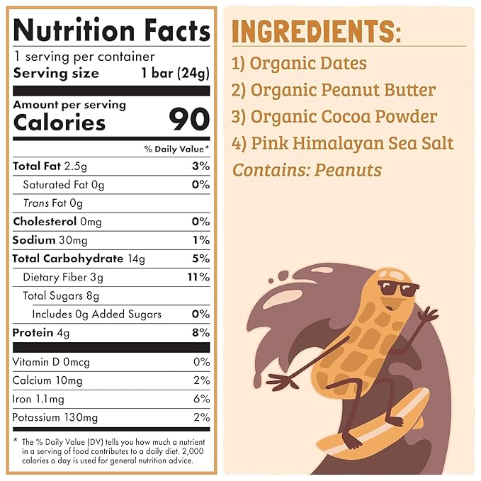 Skout Organic Chocolate Peanut Butter Kids Snack Bars (18 Pack) | Organic Kids Snack Bars | School