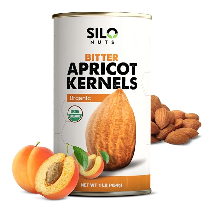 SILO Nuts Organic Bitter Apricot Kernels - USDA Certified Organic Bitter Apricot Seeds - Natural &