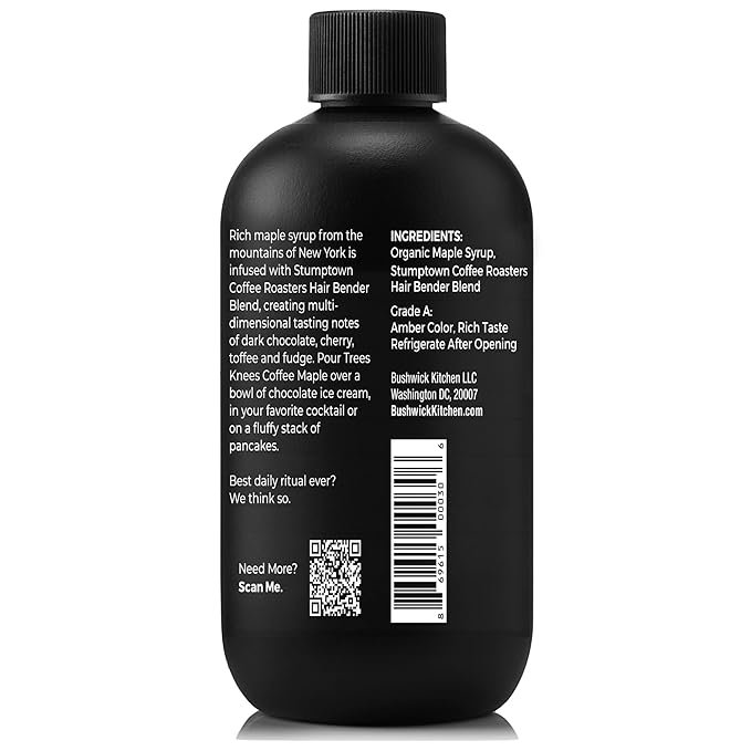 Trees Knees Coffee Maple Syrup, Grade-A Organic Maple Syrup with a Bold Buzz from Coffee, Vegan