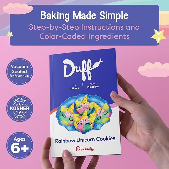 Baketivity x Duff Goldman Unicorn Cookies - Kids Baking Kit - Cooking Kits with Premeasured