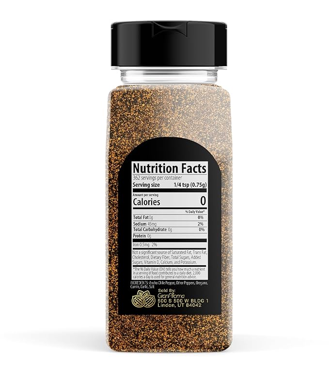 GranAroma Dark Chili Powder, 9.6 oz, Chilis & Dry Rubs, Flavorful, Sweet & Spicy