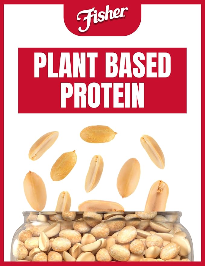 Fisher Oven Roasted Never Fried Peanuts, 24 Ounces (Pack of 6), Snacks for Adults, Made With Sea