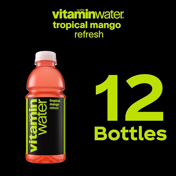 vitaminwater Refresh Tropical Mango Nutrient Enhanced Flavored Water Beverage, 20 fl oz Bottles, 12