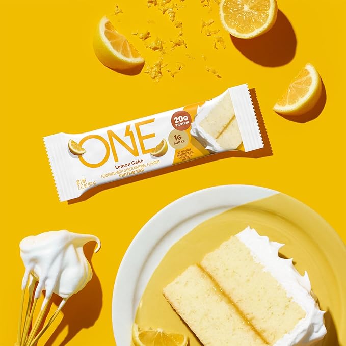 ONE Protein Bars, Lemon Cake, Gluten Free with 20g Protein and 1g Sugar, Pantry Staples, 2.12 oz