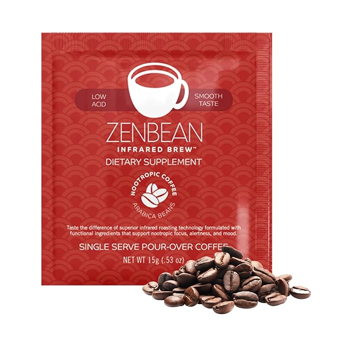 Zenbean Infrared Coffee Brew - 10 Servings Per Travel Pack, Single-Serve Pour-Over, Nootropic with