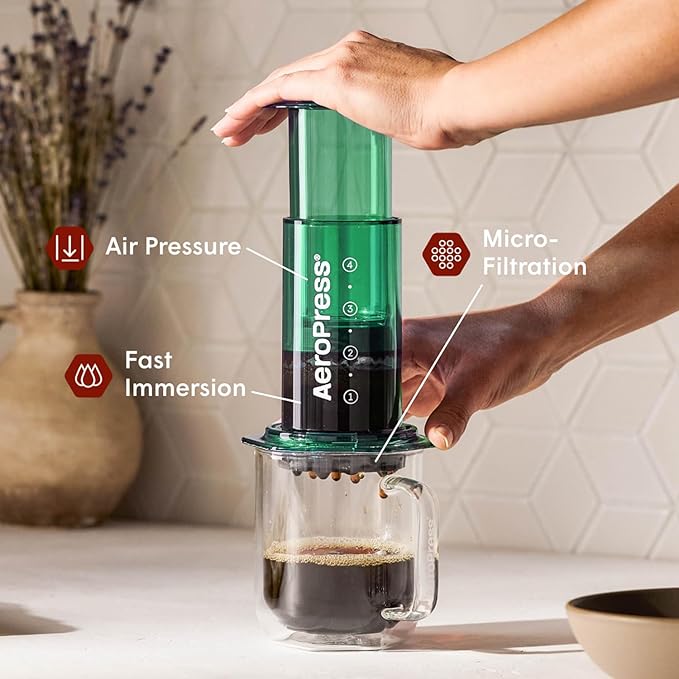 AeroPress Clear Green Coffee Press – 3 In 1 Brew Method Combines French Press, Espresso-style, Full