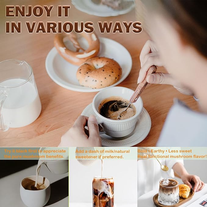 Mushroom Coffee With Lion's Mane, Reishi, Cordyceps, Shiitake, King Trumpet & Turkey Tail Everyday