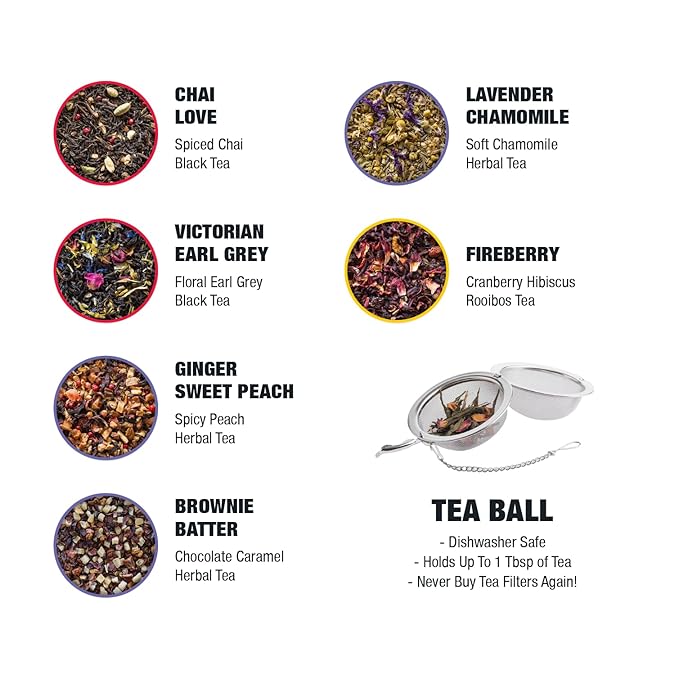 Tiesta Tea - Love & Warmth Loose Leaf Tea Gift Set, Loose Leaf, 6-Flavor Premium Variety Pack with