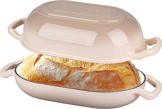 Enameled Cast Iron Sourdough Bread Oven, Dutch Oven, Loaf Cast Iron Bread Pan for Homemade Bread