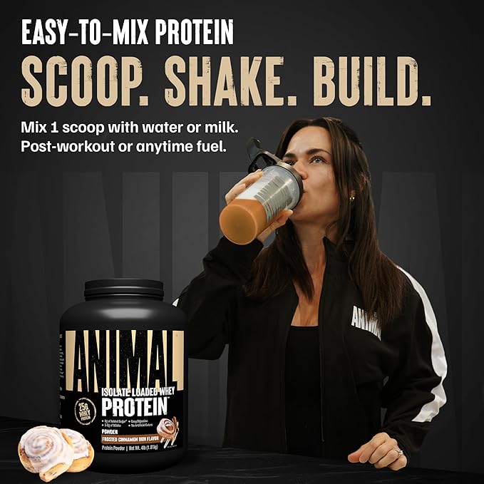 Animal Whey Isolate Protein Powder - Loaded for Pre & Post Workout Muscle Builder and Recovery with