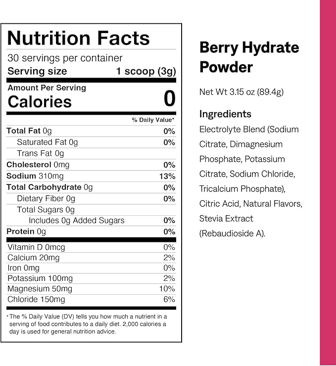 UCAN Hydrate Electrolyte Drink Mix (Berry, 30 Servings) Sugar-Free, Keto-Friendly, Vegan, Non-GMO