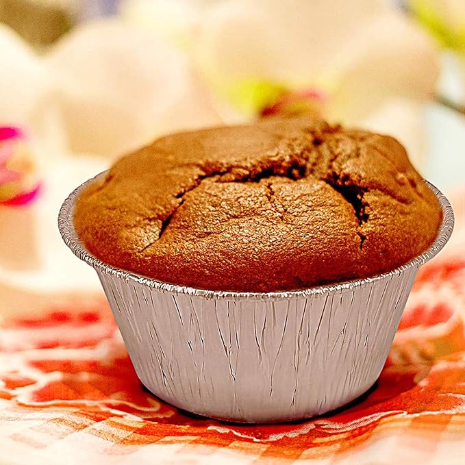 2 Oz Disposable Baking Cups Tins Foil Pans Cups 70 mL Aluminum Foil Cupcake Bowl Pans for Baking