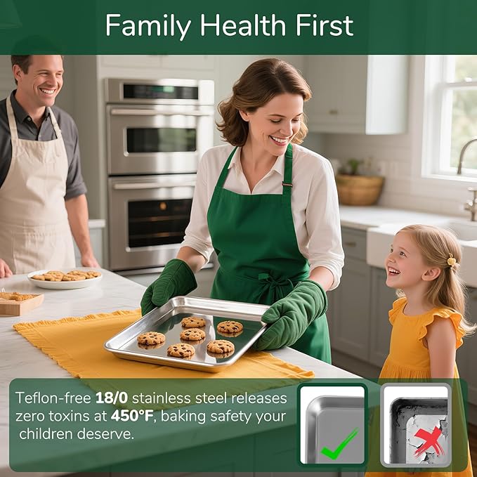 18/0 Stainless Steel Baking Sheet with Cooling Rack, 15.9 Inch Oven-Safe Non-Toxic Cookie Sheets