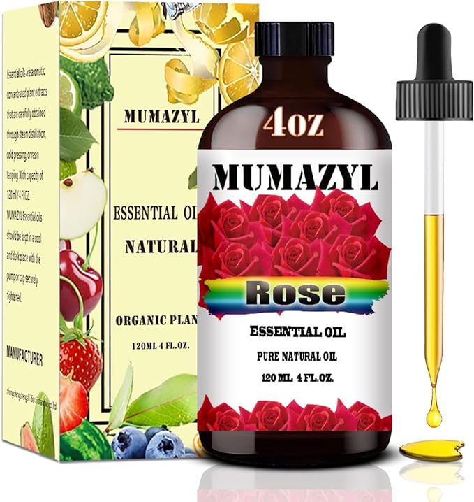 Rose Essential Oil, Rose Oil 4 Fl Oz 120ML for Diffuser Humidifier Yoga Cleaning DIY Candle Soap