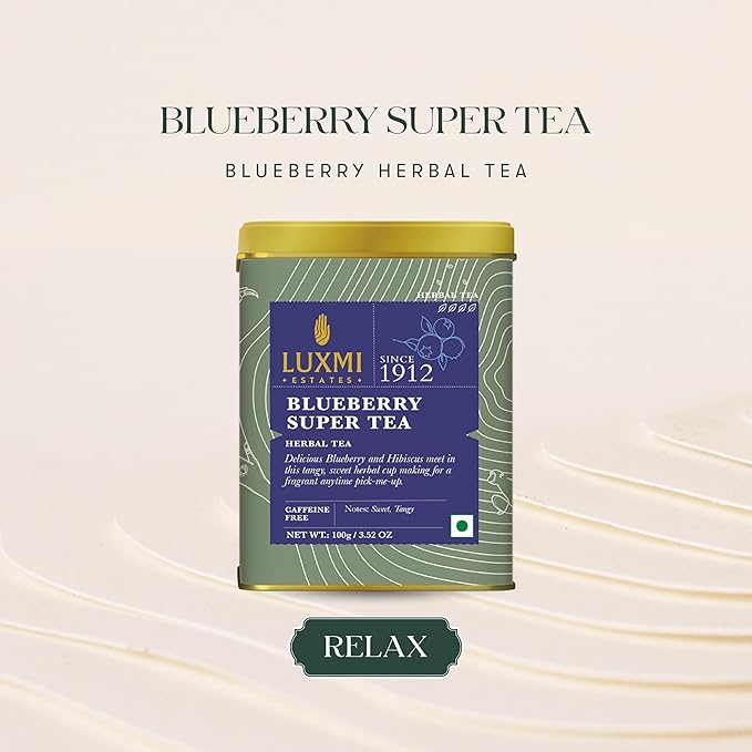 Luxmi Estates - Blueberry Herbal - Organic Blueberr Tea 100g (50 Cups) | Certified Organic Tea |