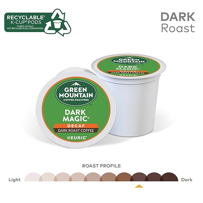 Green Mountain Coffee Roasters Dark Magic Decaf Keurig Single-Serve K-Cup pods, Dark Roast Coffee