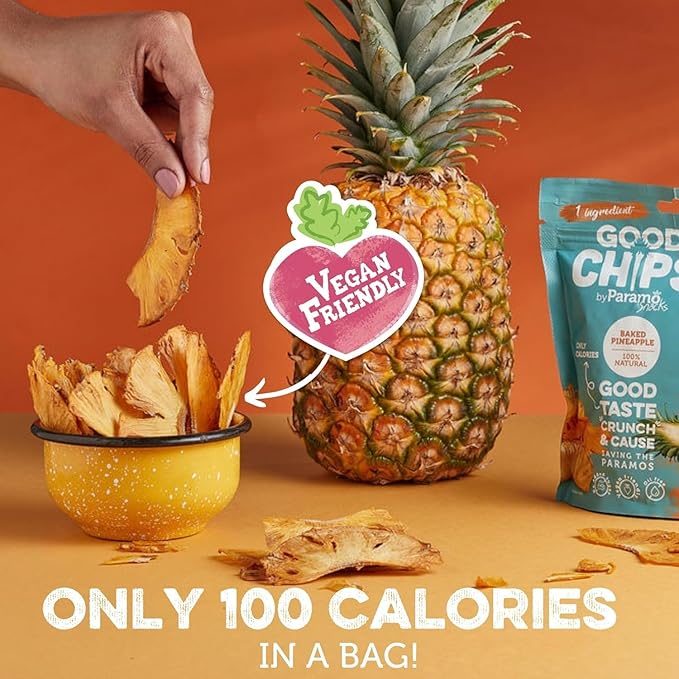 Good Chips Baked Crunchy Pineapple - Crispy, Oil Free, Healthy, Naturally Sweet Dried Fruit Snacks