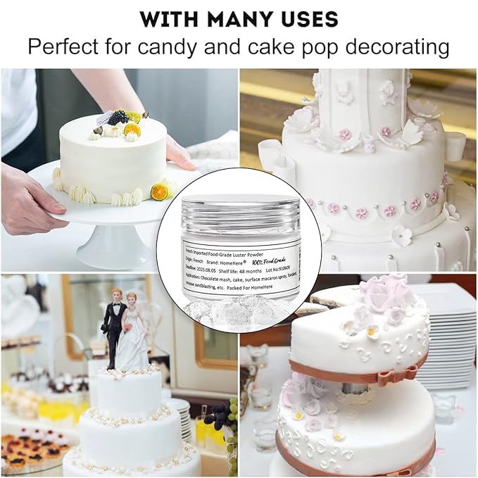 HomeHere Edible Luster Dust Food-Grade Glimmer Powder Glitter for Cake Decorating 7g, Edible