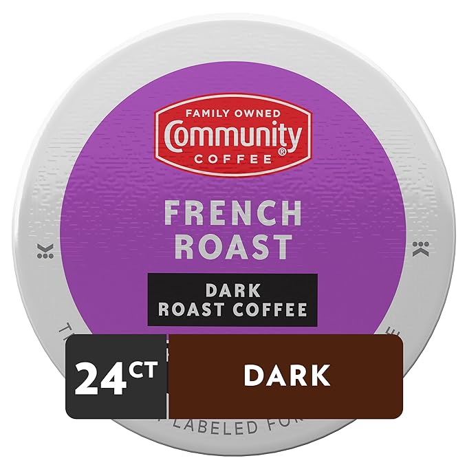 Community Coffee French Roast 24 Count Coffee Pods, Extra Dark Roast, Compatible with Keurig 2.0