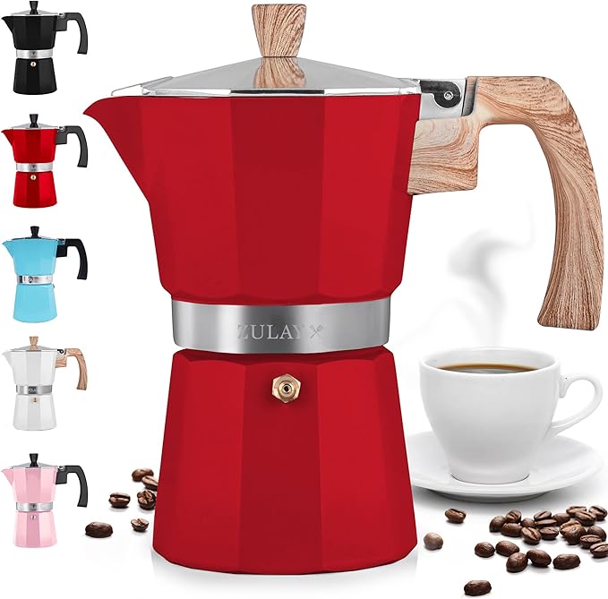 Zulay Kitchen Stovetop Espresso Maker - Moka Pot 6 Espresso Cups - Percolator Coffee Maker for