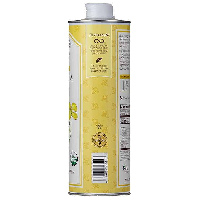 La Tourangelle, Organic Canola Oil, Expeller-Pressed Non-GMO Canola Seeds, Pesticide and Chemical