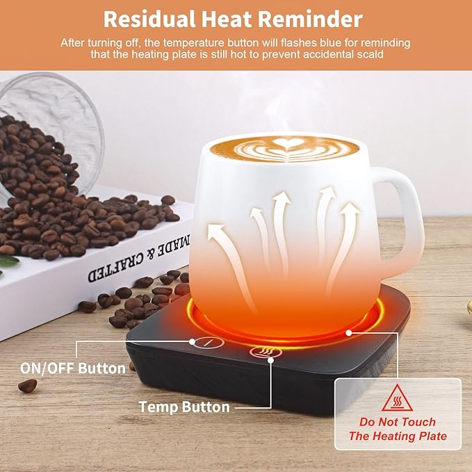 VOBAGA Mug Warmer& Coffee Mug Warmer for Office Desk Use, Candle Warmer with Three Temperature