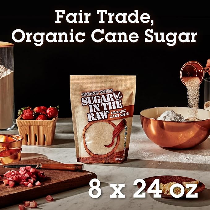 Sugar In The Raw Organic Granulated White Premium Cane Sugar, No Erythritol, Pure Natural