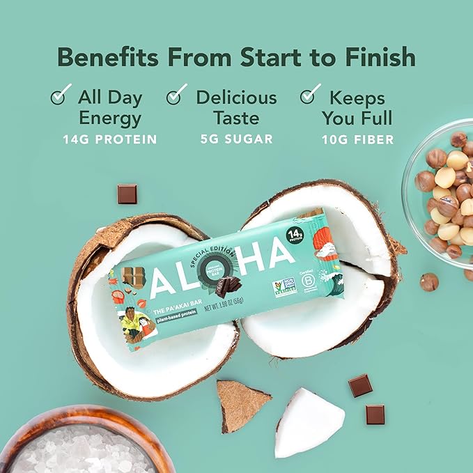 ALOHA Organic Plant Based Protein Bars | The Pa'akai Bar - Special Edition | 6 Count, 1.98oz Bars |