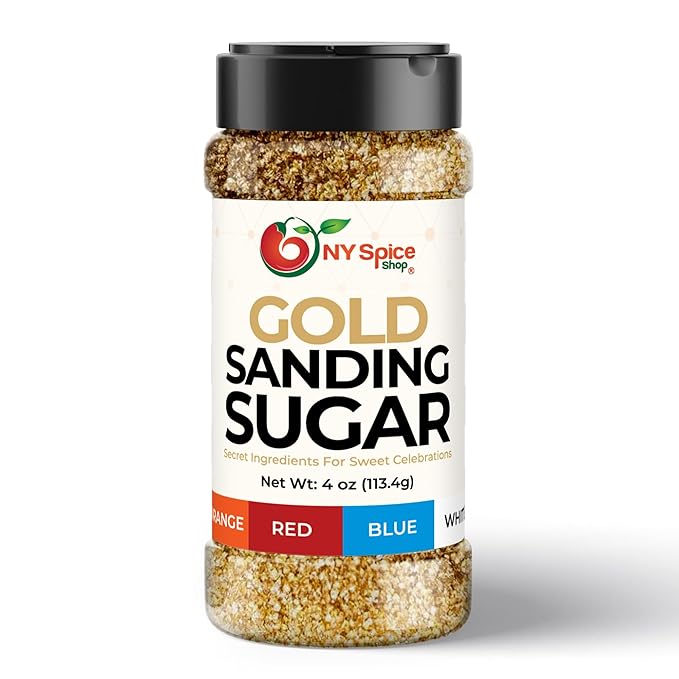 NY Spice Shop Golden Sanding Sugar - 4 Ounce Sweet Colorful Edible Sprinkles For Candy Dish - Sugar