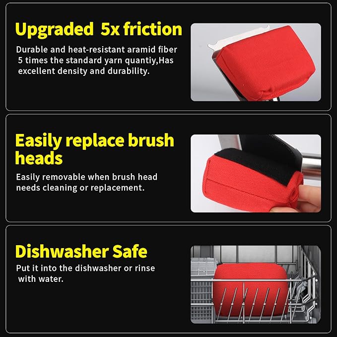 Grill Brush Bristle Free,BBQ Replaceable Scraper Cleaning Head,Safe Grill Accessories for Cast Iron