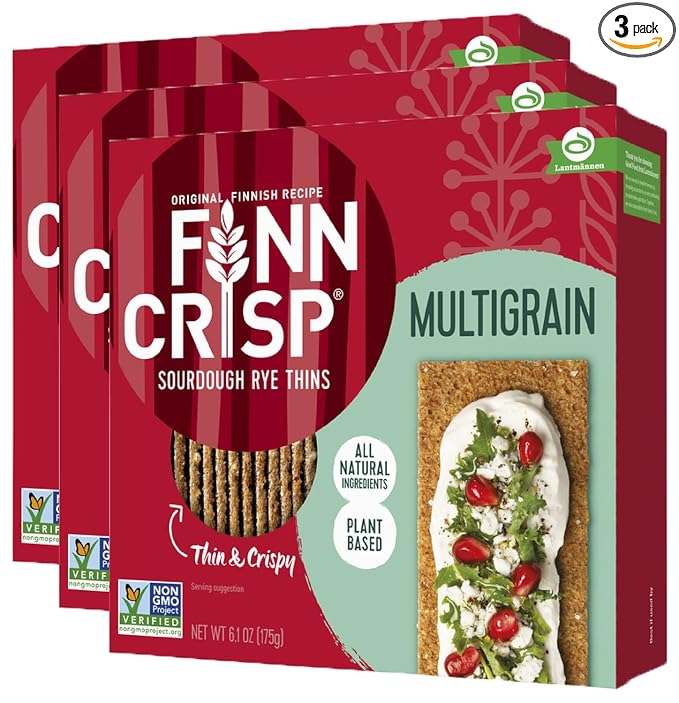 Finn Crisps Multigrain Crispbread 6.1oz 3 Packs | Multipack Authentic Finnish Sourdough Crispbread