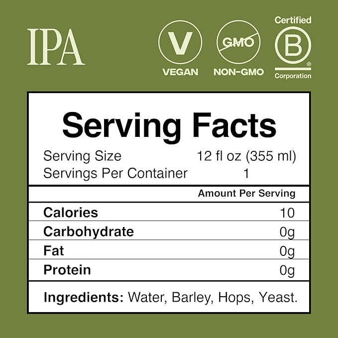 Partake Brewing Craft Non Alcoholic Beer, IPA 12 Pack x 12 Fl Oz Cans - Low Calorie & Carb, No