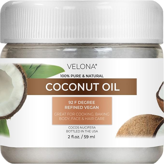 velona Coconut Oil 92 Degree 2 fl oz | 100% Pure and Natural Carrier Oil | in jar | Refined, Cold