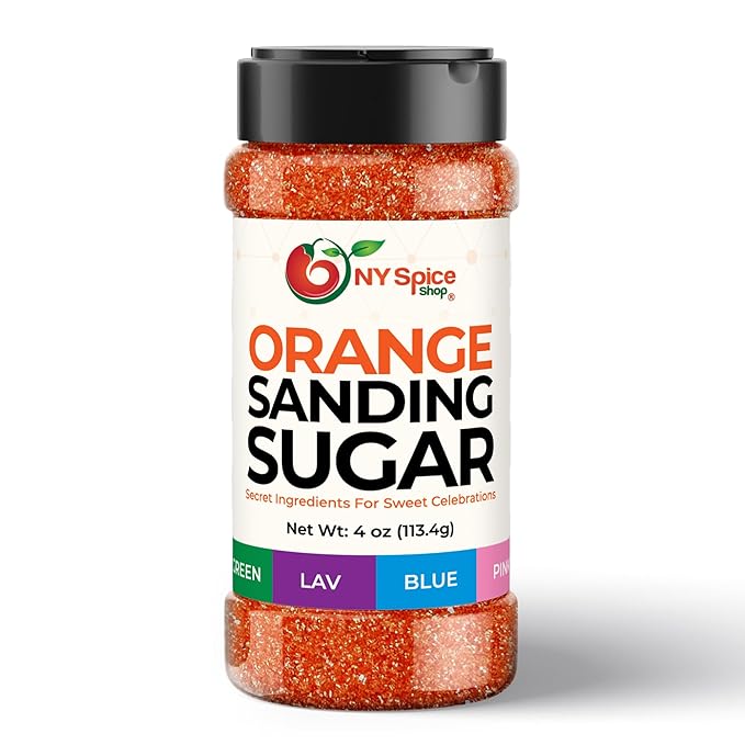 NY Spice Shop Orange Sanding Sugar - 4 Ounce Sweet Colorful Edible Sprinkles For Candy Dish - Sugar