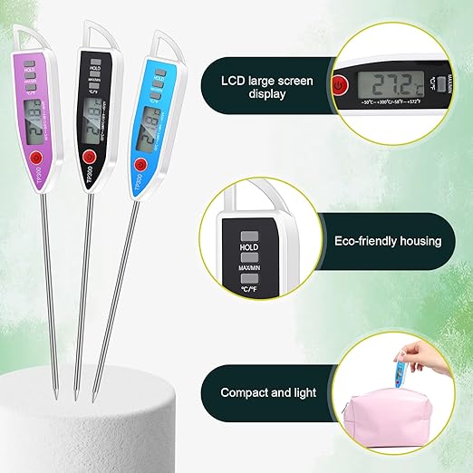 10 Set Waterproof Food Thermometer for Water, Liquid, Candle and Cooking Digital Meat Thermometer