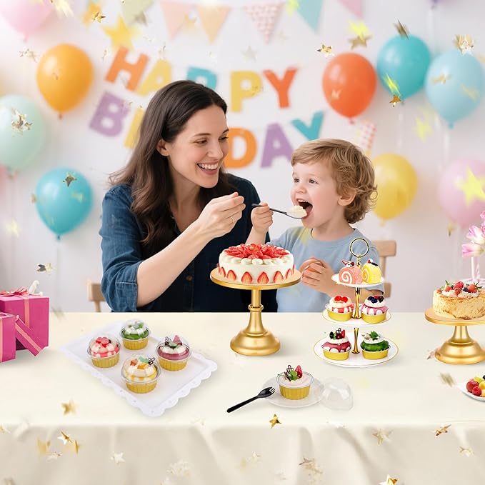 EUSOAR Gold Cupcake Liners with Individually Wrapped Sporks, 120pcs 5oz Disposable Foil Creme