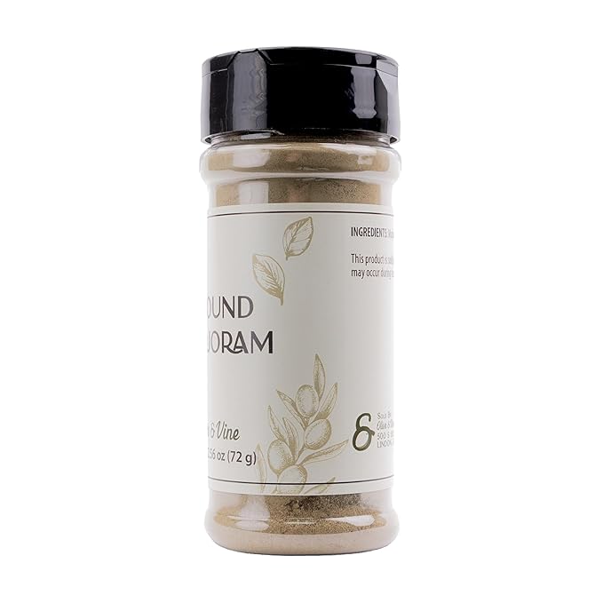 Olive & Vine Ground Marjoram, Earthy & Sweet, Seasoning for Soups, Stews, and Roasts, With Rich